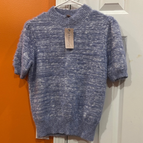NEW Philosophy women Crewneck Sweater in Soft Blue size S - Picture 6 of 9